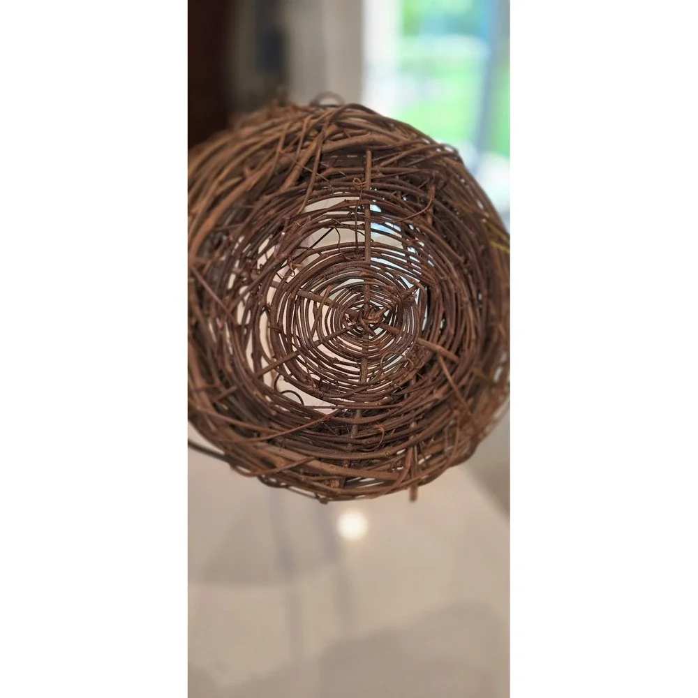 Rustic Grapevine Flower Girl Basket Brown Woven Vine Decorative Nesting Handle